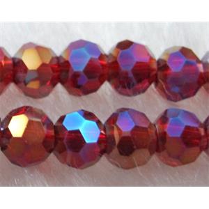 Chinese Crystal Glass Beads, Faceted Round, red AB color, 4mm dia, approx 100pcs per st [GSICC16C19AB]