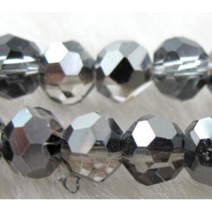 Chinese Crystal Beads, faceted round, half silver plated, 4mm dia, approx 100pcs per st [GSICC16C21]