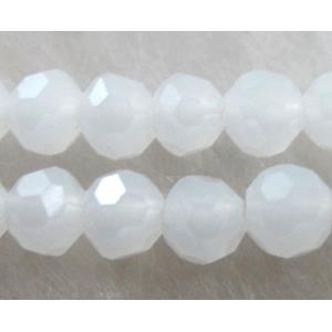 Chinese Glass Crystal Beads, faceted round, white, 4mm dia, approx 100pcs per st [GSICC16C23]