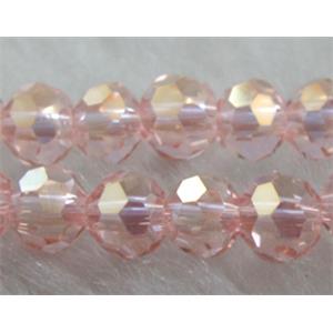 Chinese Crystal Glass Beads, faceted round, rose-pink AB-color, 4mm dia, approx 100pcs per st [GSICC16C27AB]