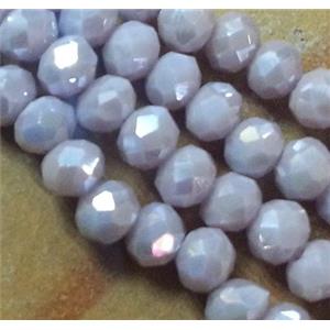 Chinese crystal glass beads, faceted rondelle, lt.purple AB color, approx 3x4mm dia, 135pcs per st [GSICC174-4MM]