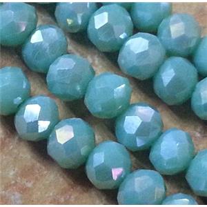 Chinese crystal glass bead, faceted rondelle, AB color, approx 2x3mm dia, 150pcs per st [GSICC176-3MM]