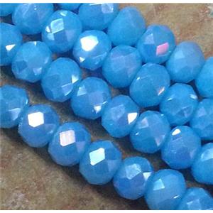 Chinese crystal glass bead, faceted rondelle, blue AB color, approx 2x3mm dia, 150pcs per st [GSICC177-3MM]