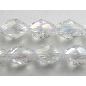 Chinese glass crystal beads, faceted twist, clear AB-color, 6x8mm, 50pcs per st [GSICC17C01AB]