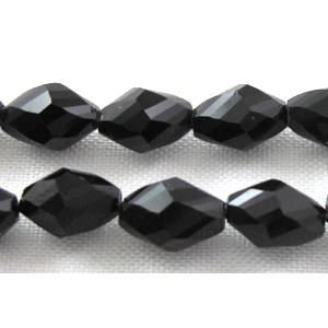 Chinese glass crystal beads, faceted twist, jet, 6x8mm, 50pcs per st [GSICC17C02]