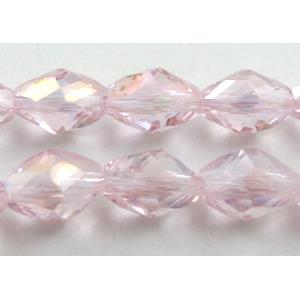 Chinese Crystal Beads, Twist, faceted, pink AB color, 6x8mm, 50pcs per st [GSICC17C10AB]