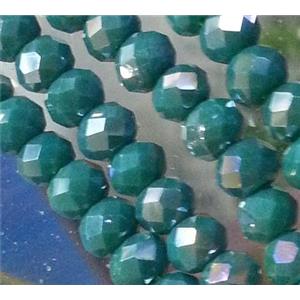 Chinese crystal glass bead, faceted rondelle, AB color, approx 3x4mm dia, 135pcs per st [GSICC180-4MM]