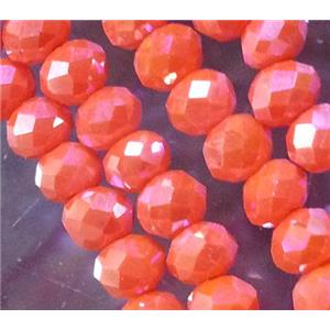 Chinese crystal glass bead, faceted rondelle, AB color, approx 2x3mm dia, 150pcs per st [GSICC181-3MM]