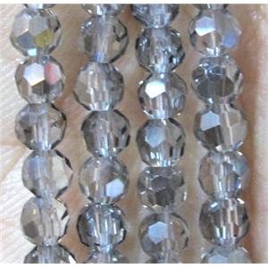 Chinese crystal glass beads, faceted round, clear gray, 6mm dia, 100pcs per st [GSICC184-6MM]