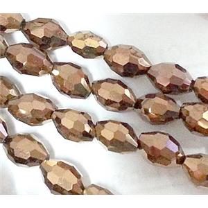 Chinese Crystal Glass Beads, faceted barrel, Antique copper, 4x6mm, 72pcs per st [GSICC18C06-4X6MM]