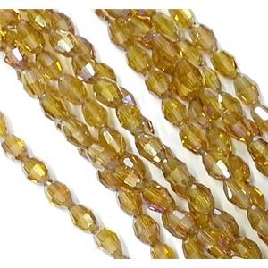 Chinese Crystal Glass Beads, faceted barrel, coffee, 6x8mm, 72pcs per st [GSICC18C11-6X8MM]