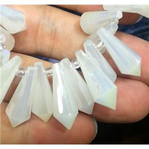 Chinese crystal glass bead, faceted teardrop, opal jade, approx 8x20mm, 100pcs per st [GSICC198]