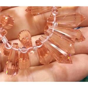Chinese crystal glass bead, faceted teardrop, approx 8x20mm, 100pcs per st [GSICC208]