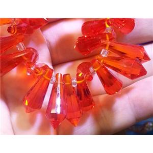 Chinese crystal glass bead, faceted teardrop, approx 8x20mm, 100pcs per st [GSICC211]