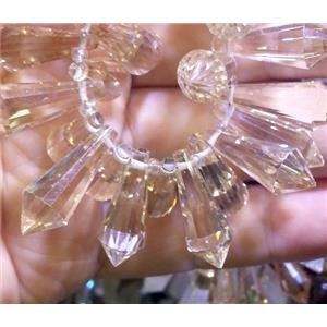 Chinese crystal glass bead, faceted teardrop, approx 8x20mm, 100pcs per st [GSICC213]
