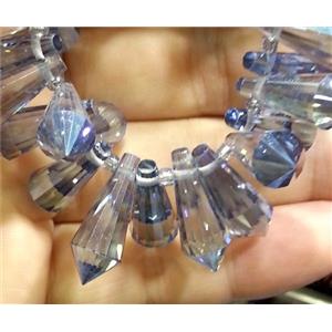 Chinese crystal glass bead, faceted teardrop, approx 8x20mm, 100pcs per st [GSICC216]