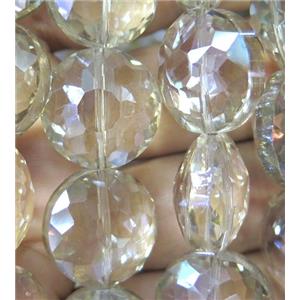 Chinese crystal glass bead, faceted flat round, approx 18mm dia, 18pcs per st [GSICC223]