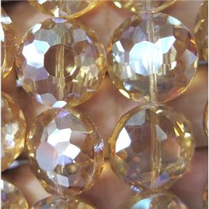 Chinese crystal glass bead, faceted flat round, approx 18mm dia, 18pcs per st [GSICC224]