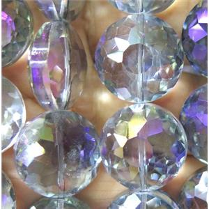 Chinese crystal glass bead, faceted flat round, approx 18mm dia, 18pcs per st [GSICC226]