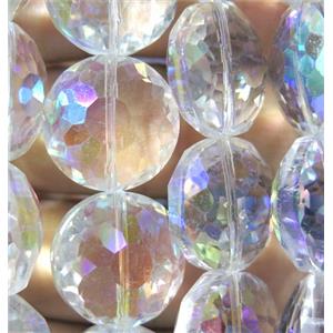 Chinese crystal glass bead, faceted flat round, approx 18mm dia, 18pcs per st [GSICC227]