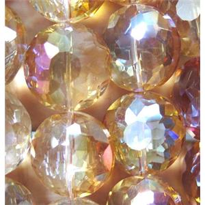 Chinese crystal glass bead, faceted flat round, approx 18mm dia, 18pcs per st [GSICC228]