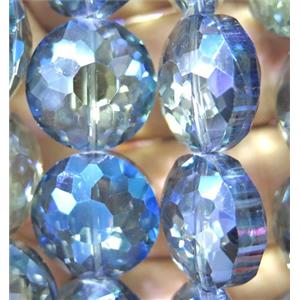 Chinese crystal glass bead, faceted flat round, approx 18mm dia, 18pcs per st [GSICC229]