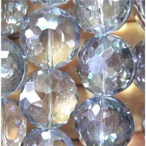 Chinese crystal glass bead, faceted flat round, approx 18mm dia, 18pcs per st [GSICC230]