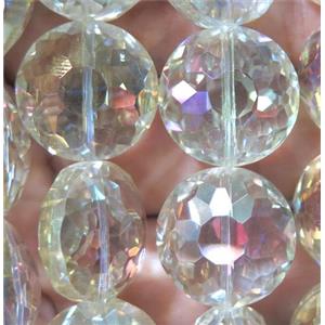 Chinese crystal glass bead, faceted flat round, approx 18mm dia, 18pcs per st [GSICC232]