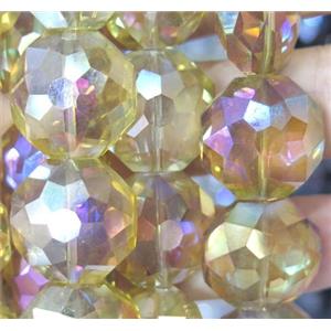 Chinese crystal glass bead, faceted flat round, approx 18mm dia, 18pcs per st [GSICC233]