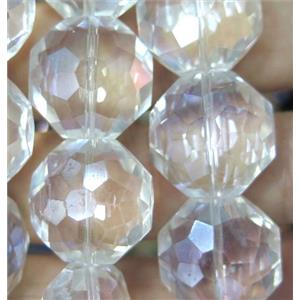 Chinese crystal glass bead, faceted flat round, approx 18mm dia, 18pcs per st [GSICC234]