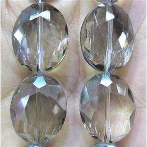 Chinese crystal glass bead, faceted oval, lt.gray, approx 16x20mm, 18pcs per st [GSICC251]
