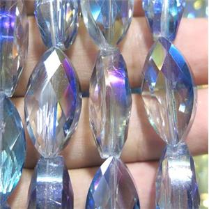 Chinese crystal glass bead, faceted oval, approx 12x25mm, 15pcs per st [GSICC252]