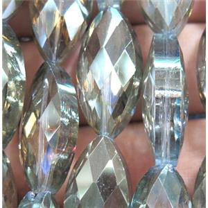 Chinese crystal glass bead, faceted oval, approx 12x25mm, 15pcs per st [GSICC255]