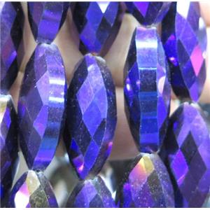 Chinese crystal glass beads, faceted oval, approx 12x25mm, 15pcs per st [GSICC258]