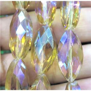 Chinese crystal glass bead, faceted oval, approx 12x25mm, 15pcs per st [GSICC259]