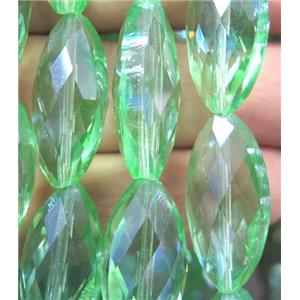 Chinese crystal glass bead, faceted oval, approx 12x25mm, 15pcs per st [GSICC260]