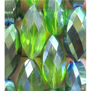 Chinese crystal glass bead, faceted oval, approx 12x25mm, 15pcs per st [GSICC261]