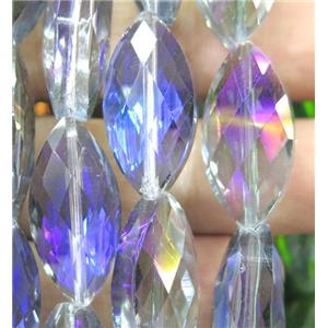 Chinese crystal glass bead, faceted rice, approx 12x25mm, 15pcs per st [GSICC262]