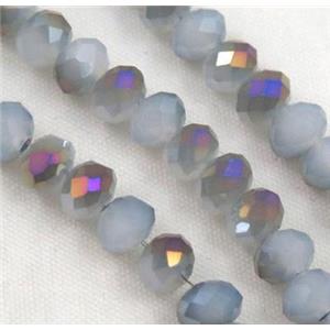 glass crystal bead, faceted wheel, half plated AB color, approx 3x4mm, 150pcs per st [GSICC42-4MM]