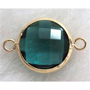 Chinese Crystal Glass Connector Button peacock green, approx 14mm dia [GSICC423-14MM]