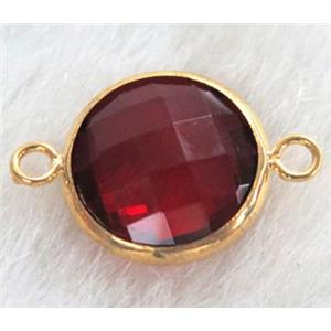 red Chinese crystal glass connector Button, approx 16mm dia [GSICC425-16MM]