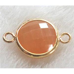 Chinese crystal glass connector Button orange, approx 16mm dia [GSICC428-16MM]