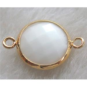 white Chinese crystal glass connector Button, approx 16mm dia [GSICC429-16MM]