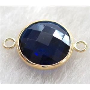 Chinese crystal glass connector Button dark-blue, approx 16mm dia [GSICC430-16MM]