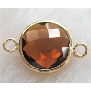 golden Chinese crystal glass connector Button, approx 14mm dia [GSICC432-14MM]