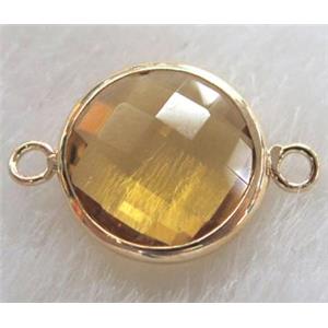 Chinese crystal glass connector Button gold-champagne, approx 12mm dia [GSICC434-12MM]