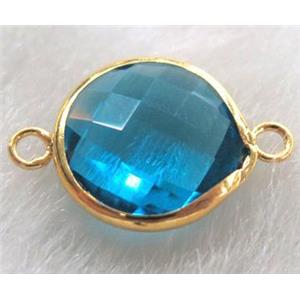 aqua Chinese crystal glass connector Button, approx 16mm dia [GSICC438-16MM]