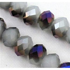 glass crystal bead, faceted wheel, half plated AB color, approx 4mm, 150pcs per st [GSICC44-4MM]