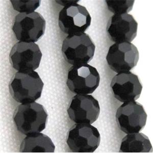 Chinese crystal bead, faceted round, black, approx 4mm dia, 100pcs per st [GSICC441]