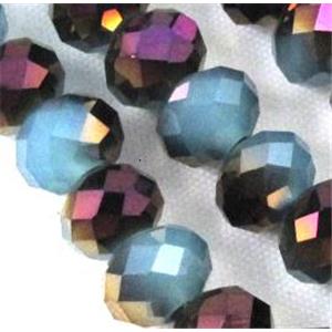 glass crystal bead, faceted wheel, half plated AB color, approx 10mm, 72pcs per st [GSICC45-10MM]